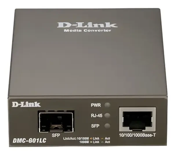 D-Link DMC-G01LC šedá / Media konvertor / 10/100/1000Base-T na Gigabit SFP (DMC-G01LC/E)