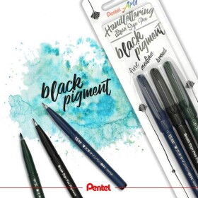 Pentel Brush Sign Pen Pigment sada 3 ks černý inkoust