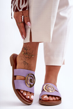 Módní Pantofle S Lesklou Ozdobou Fialové Deep Breath 37