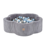 PLUSH NEST PLUSH NEST Suchý bazén Květinová zóna 95 × 30 cm prémiový manšestr šedý a 300 míčky