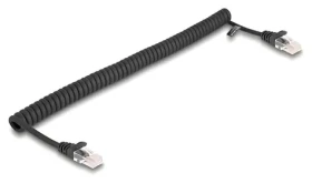 Delock RJ45 Cat5e 1 m černá / Spirálový síťový kabel / rovný - rovný / Plug Play (87992)