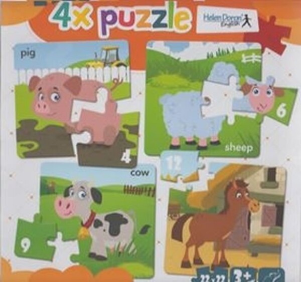 4x puzzle Pig, sheep, cow, horse