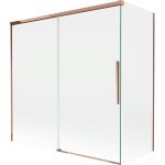 MEXEN/S - Rox vanová zástěna 2-křídlová posuvná 160 + 75 x 150, transparent, růžové zlato 8C9-160-075-60-00