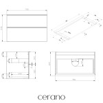 CERANO - Koupelnová skříňka Velora - bílá matná, úchytka černá + deska pod umyvadlo Navira Pro - 36 mm - 80x56,6x46,5 CER-668519
