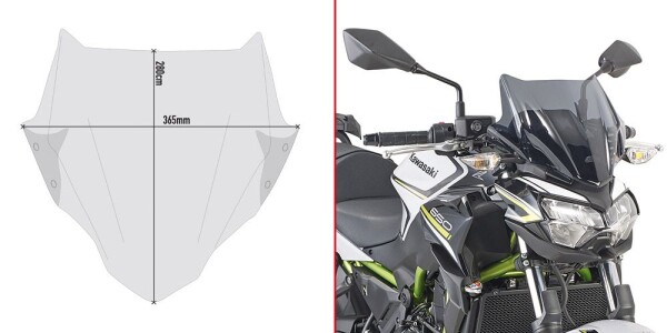 4128S plexi kouřové Kawasaki Z 650/Yamaha MT-03 321, vxš280x365 mm, použij sadu mont. sadu