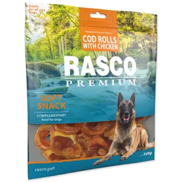 Rasco Premium tresčí rolky obalené kuřecím masem 500g  (1704-17072)