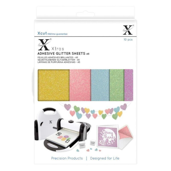 Docrafts samolepíci glitterový papír A5 pastel 10 ks