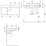 GEBERIT - Xeno 2 Umyvadlo 900x480 mm, otvor pro baterii, bez přepadu, s KeraTect, bílá 500.531.01.1