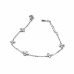 Náramek se zirkony Clara - chirurgická ocel, Stříbrná 16 cm + 4 cm (prodloužení)