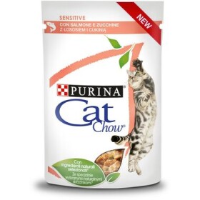 CAT CHOW Sensitive krmivo s lososem a cuketou v omáčce 85 g