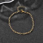 Náramek z nerezové oceli - paperclip chain - zlatý - 16,4 cm - 1 ks