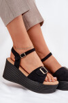 Dámské Sandály Na Klínu S Přezkou Černé Liniella 39