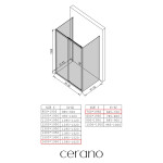 CERANO - Třístěnný sprchový kout Varone POINT U L/P - 6 mm - černá matná, grafitové sklo - 160x70x195 - posuvný CER-8050BD7905