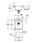 GROHE - Dřezy Kompozitní dřez K700 s automatickým odtokem, 40x50 cm, granitová černá 31650AP0