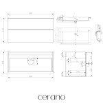 CERANO - Koupelnová skříňka Velora - černá matná, úchytka černá + umyvadlo z lit. mramoru Ovo - černá matná - 100,5x58x46,5 CER-979958