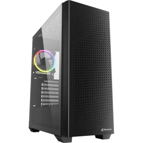 Sharkoon VS9 RGB černá / ATX / 2x USB 3.0 / 1x USB-C / 3x 120mm / bez zdroje / průhledná bočnice (4044951039111)