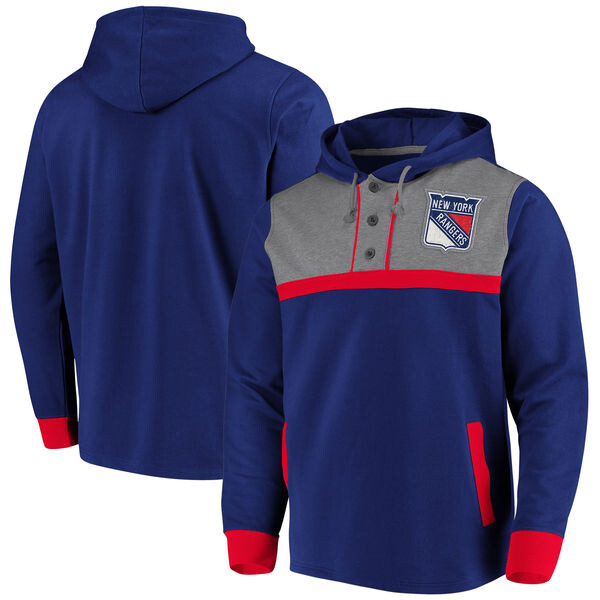 Fanatics Pánská Mikina New York Rangers True Classics 3-Button Pullover Hoodie Velikost: S