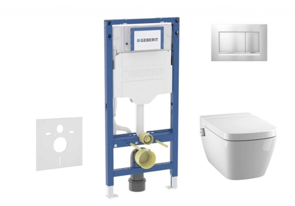 GEBERIT - Duofix Set předstěnové instalace, klozetu TECEone a sedátka softclose, tlačítko Sigma30, matný chrom/chrom SANI11CT2106