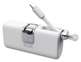 Trust Pacto 5000 PD Pocket bílá / Powerbanka / 5000 mAh / USB-C PD / 20W / LED displej (26105)