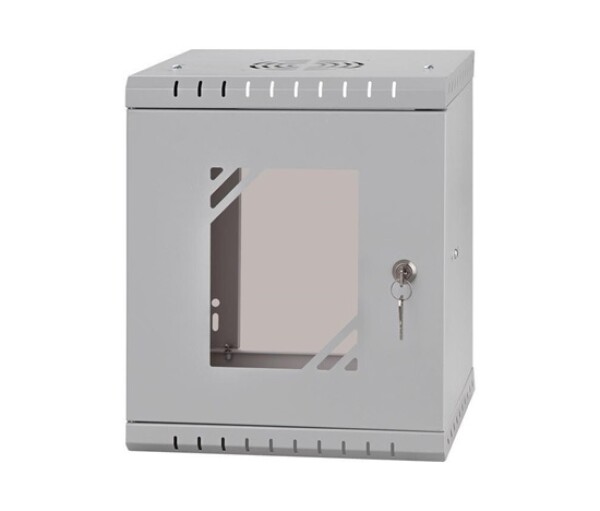 LEXI-Net 10" nástěnný rozvaděč Basic 6U 292x300, skleněné dveře, bez zad, svařovaný, šedý EDF_1232142