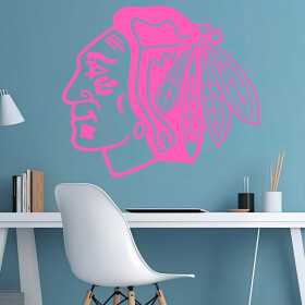 Samolepka Hokejový tým Chicago Blackhawks Barva: růžová, Velikost: 60 x 52 cm