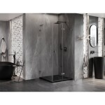 MEXEN/S - Lunar-F L sprchový kout skládací dveře pravá 90 x 90, transparent, grafit kartáčovaná 836L-090-090-66-00-P