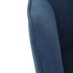 Křeslo, potah modrá manšestrová látka, dřevěné nohy, masiv kaučukovník