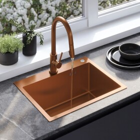 REA - Ocelový dřez Liam BRUSH COPPER bez kuchyňské baterie ZLE-06050
