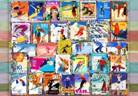 GRAFIKA Puzzle Lyžařské poštovní známky