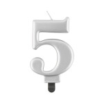 Svíčka dortová stříbrná číslo 5 - Albi