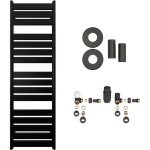 CERANO Koupelnový radiátorový set Arturo - ústřední vytápění - boční připojení - 859W - černá matná - 1600x500 mm