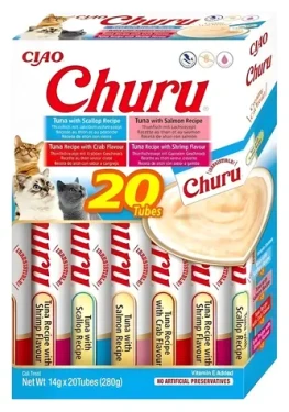 Inaba Churu Tuna Mix / Pamlsky pro kočky / krémové pyré / mořské plody / 20× 14 g