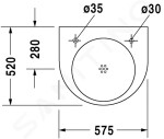 DURAVIT - Architec Umyvadlo bezbariérové, 575x520 mm, bez přepadu, bílá 0443580000