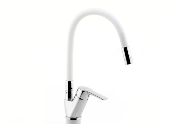 NOVASERVIS - Dřezová baterie s bílým flexi ramenem Metalia 54, chrom 54014F,0B