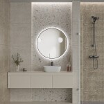 Erga Emma, kulaté LED zrcadlo 80cm, černý kovový rám, 1840 lm, 6500K, zadní osvětlení, ERG-V01-201-8080-BK