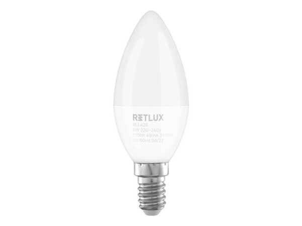 Žárovka LED E14 6W C37 bílá teplá RETLUX RLL 426 - rozbaleno - roztržený obal
