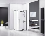 REA/S - Sprchový kout FARGO 90x90 - matný černý s bílou sprchovou vaničkou Savoy KPL-K6318