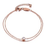 Ocelový dvojitý náramek se zirkonem Natalie Gold, Zlatá 17 cm + 3 cm (prodloužení)