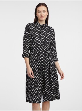 Orsay Černé dámské vzorované košilové šaty - Dámské