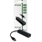 Inter-Tech IT-310 / Ethernetový adaptér / USB-A / Gigabit LAN / hliníkové tělo / 3x USB 3.2 Gen 1 hub (88885439)
