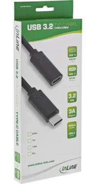 InLine USB 3.2 Gen 2 černá / Prodlužovací kabel / USB-C / USB-C / 2 m (35772)
