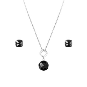 Stříbrná souprava šperků s černým onyxem Danielle, stříbro 925/1000, Černá 40 cm + 6 cm (prodloužení)