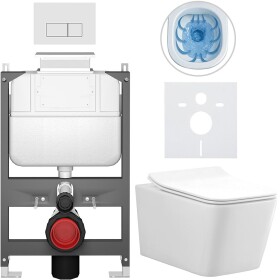 CERANO - Kompletní WC set Basic/Forte - bílá lesklá - WC tlačítko Modulo/Bílá - ovládání shora - předstěnová instalace - 51x36 CER-8050BD86135