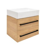 Koupelnová skříňka s umyvadlem a černou úchytkou SAT Cube Way 60x53x46 cm dub Hickory mat CUBE46C602DHSATCWL CUBE46C602DHSATCWL