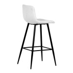 Židle barová, bílá látka, čtyřnohá kovová podnož, černý mat