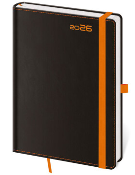 Týdenní diář 2026 Helma B6 - Black Orange s poutkem