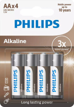 Philips baterie LR6A4B/10 Alkalické AA - 4ks (4895229107984)