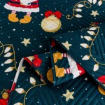 DumDekorace Zelený prošívaný vánoční přehoz s motivem Santa Clause Šířka: 170 cm | Délka: 210 cm