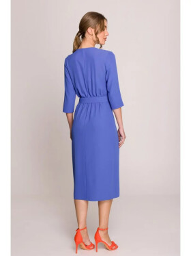 Šaty se zavinovacími detaily S396 modré - Stylove XL