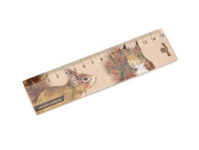 Dřevěné pravítko 15 cm - Veverka
